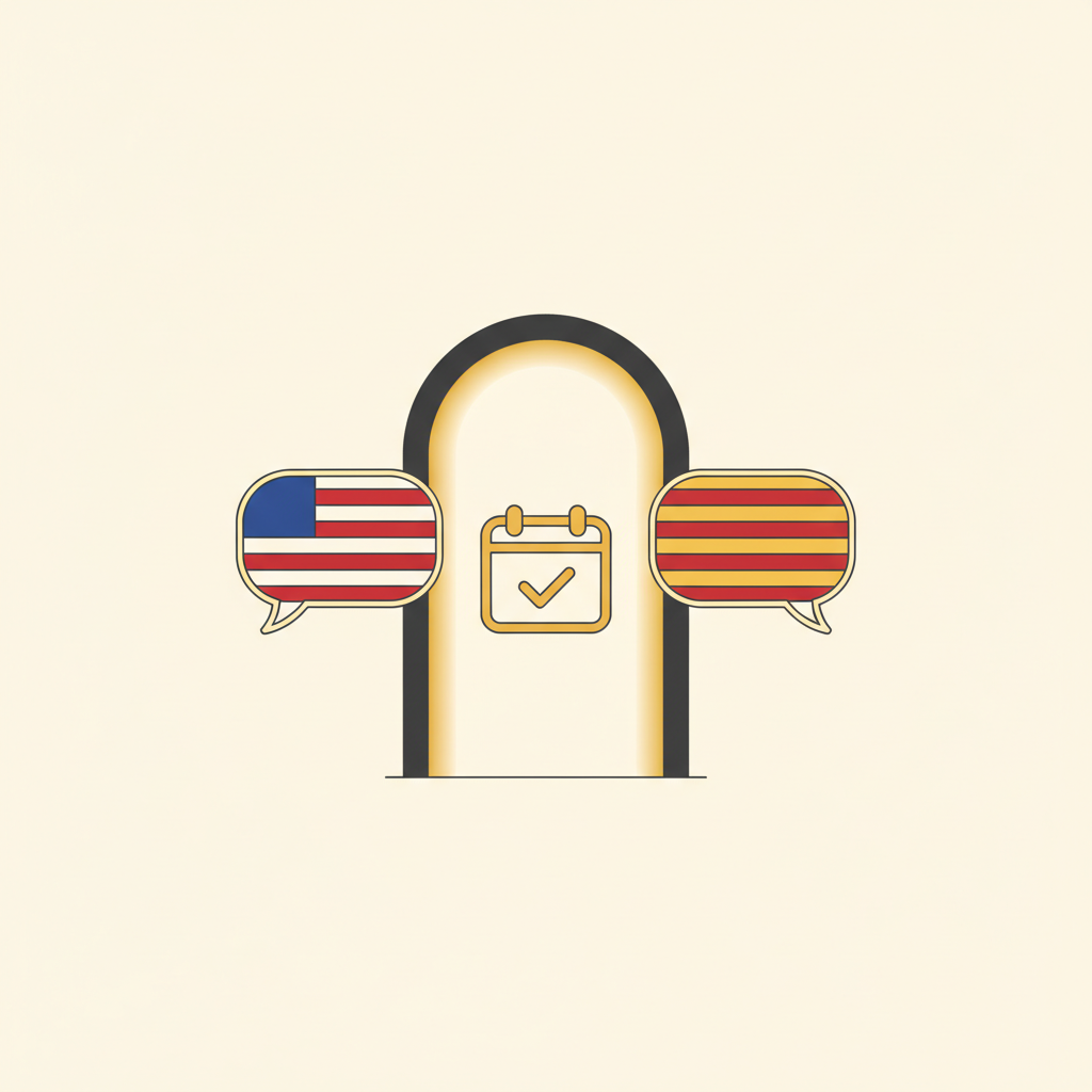 After hours legal intake illustrated through a bilingual English and Spanish welcome at a firm's front door