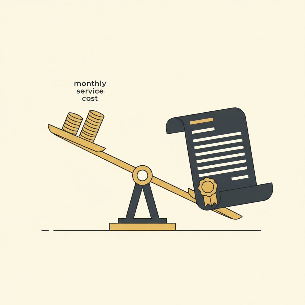 Law firm answering service ROI illustrated through a scale weighing monthly cost against one signed case