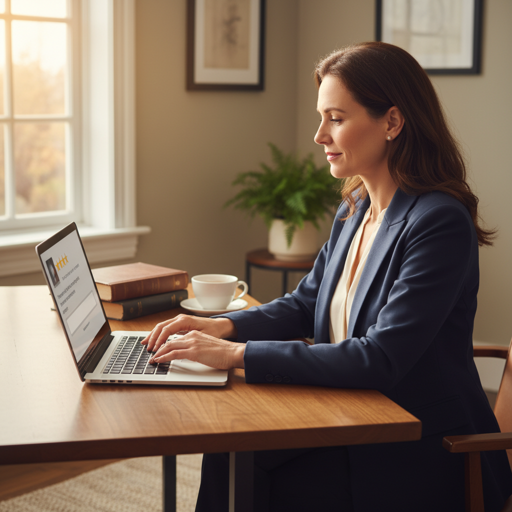 Lawyer reputation management shown through an attorney writing a professional response to a negative client review