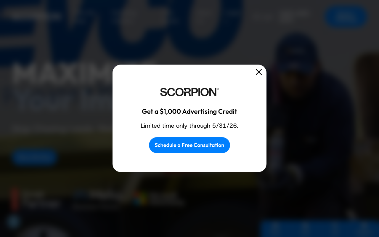 Scorpion homepage, enterprise law firm marketing agency